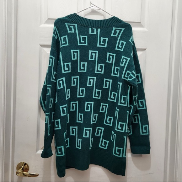 & Other Stories Oversize Jacquard Knit Wool Blend Sweater In Green Jaquard - Picture 6 of 12